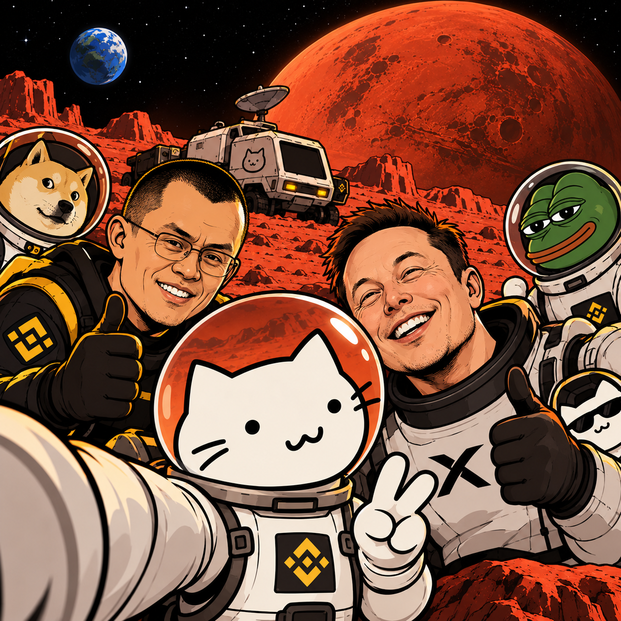 Marsians group selfie on Mars